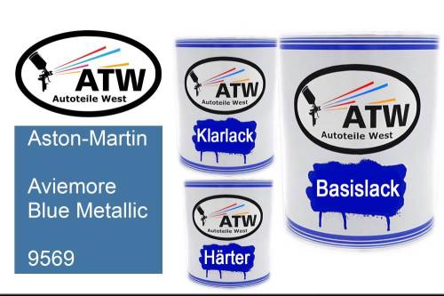 Aston-Martin, Aviemore Blue Metallic, 9569: 1L Lackdose + 1L Klarlack + 500ml Härter - Set, von ATW Autoteile West.